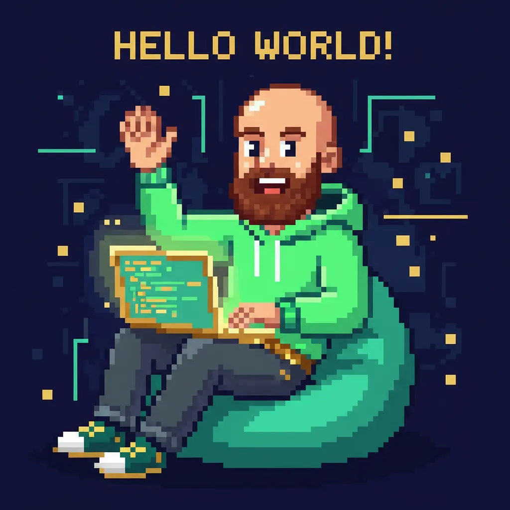 Pixel art illustration of developer